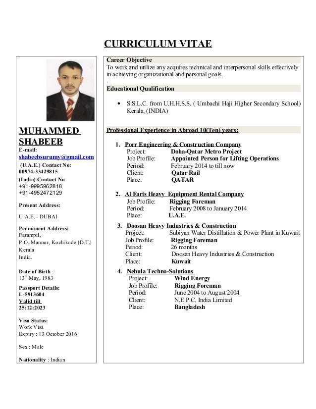 curriculum vitae de rigger curriculum vitae de rigger